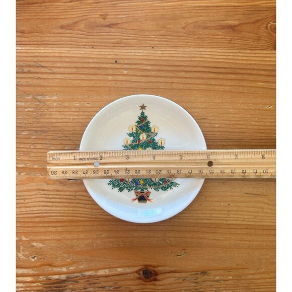 Mikasa Bone China Holiday Cheer Small Plate Side Dish Christmas Tree Plaid Bow - Picture 2 of 3